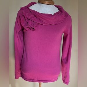 CHAPS Women's Large Pink Pullover Ruffled neckline